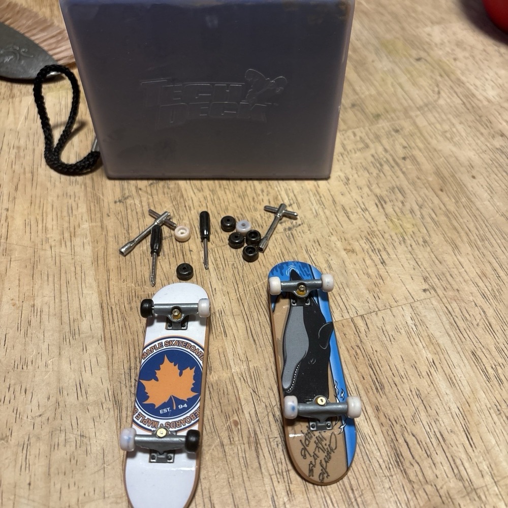 Vintage Tech Deck Skateboard Lot with Case Tools and Spare Wheels Maple Skates